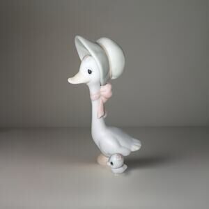 Precious Moments Goose with Bonnet & Baby Figurine — Vintage 1990 Enesco